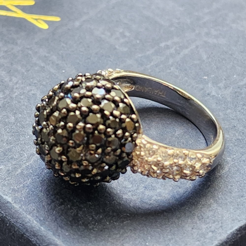 Pave CZ Disco Ball Ring Sz 7